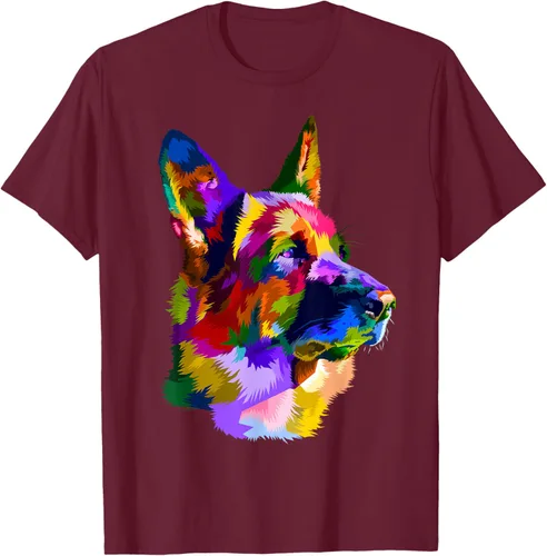 Vista 12 de Camiseta con retrato de pastor alemán para dueños de perros, Negro, S
