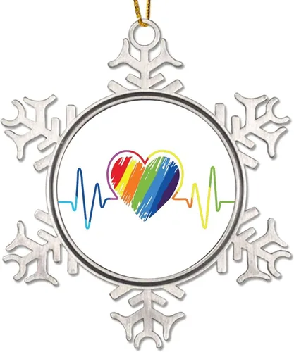 Vista 13 de Regalos de recuerdo de Navidad gay, copo de nieve de metal, decoración para árbol de Navidad, dinosaurio LGBTQ, adornos para árbol de Navidad