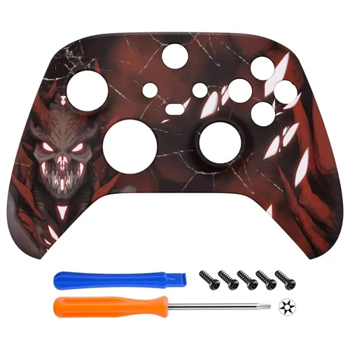 Vista 3 de eXtremeRate Glow in Dark Shell for Xbox Series X & S Controller - Unleash Your Style - Scarlet Demon Custom Acessories Skin Front Housing Cover for