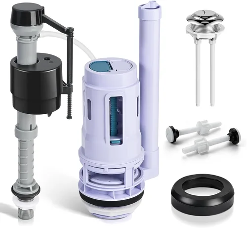 Vista 8 de Kit de repuesto de válvula de descarga doble de 2 pulgadas para inodoros de 2 piezas, kit de reparación universal de inodoro con botón pulsador