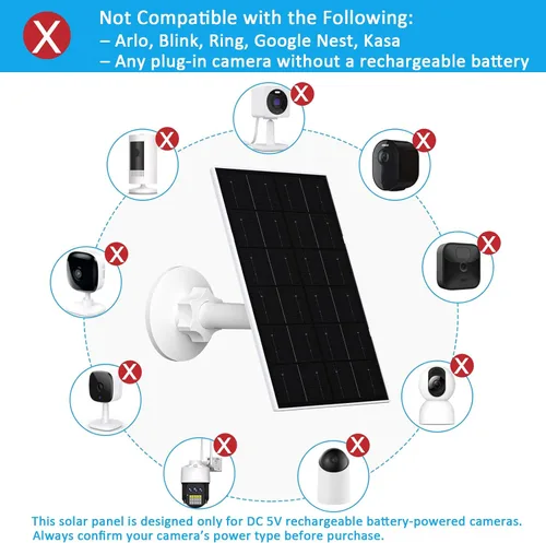 Vista 5 de Panel solar de 4 W para cámara de seguridad, cargador solar USB-C/micro USB para cámaras de batería recargable, IP66 impermeable, montaje ajustable