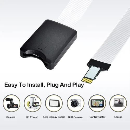 Vista 5 de ASHATA Adaptador de cable de extensión de tarjeta SD a Mini SD, extensor flexible con funda, cable extensor TF a TF para impresora