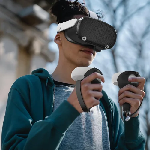 Vista 2 de for Oculus Quest 2 Accessories Face Cushion Cover for Quest 2 Contorller Grips Lens Cover VR Silicone Covers VR Shell Cover Thumbsticks Covers for