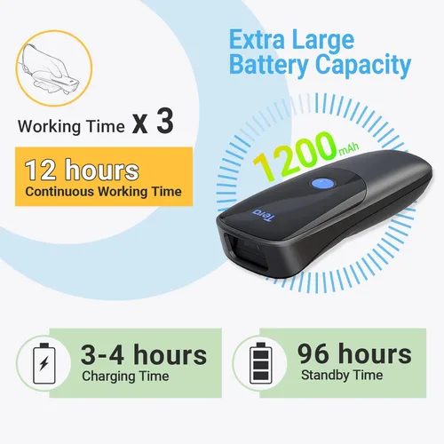 Vista 5 de Tera Pro Rendimiento Extremo Escáner de Código de Barras Inalámbrico 1D 2D QR Mini Portátil Pequeño 3-en-1 Compatible con Bluetooth y 2.4G