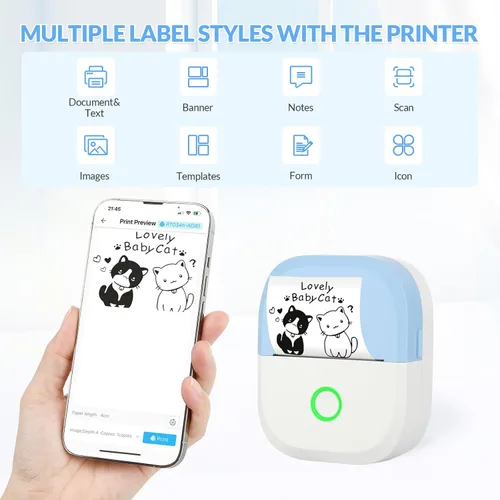 Vista 3 de mafiti Mini impresora adhesiva portátil térmica sin tinta inalámbrica Bluetooth para teléfono con dibujo AI, para notas de estudio, fotos, álbumes