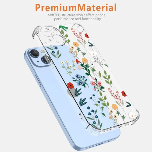 Vista 5 de Funda para Redmi Note 11 Pro, Redmi Note 12 Pro 4G transparente con diseño TPU absorción de golpes Slim Flower Garden Pattern Protective Back Cover