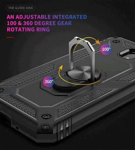 Vista 5 de TJS Funda para teléfono compatible con Samsung Galaxy J7, funda protectora magnética con anillo de metal (azul)