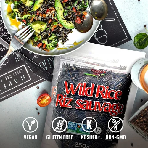 Vista 7 de 1 paquete de 8 onzas de arroz silvestre, todo natural, sin gluten, sin OMG, kosher y vegano puro de grano largo, alimento saludable para toda