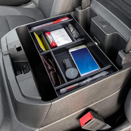 Vista 3 de PIMCAR Organizador de consola central para Chevy Silverado 1500/GMC Sierra 1500 2019-2022 y Silverado/Sierra 2500HD/3500HD 2020-2023 Solo asientos
