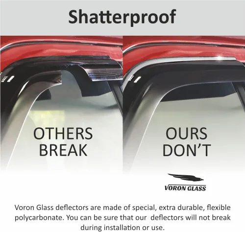 Vista 3 de Voron Glass - Cinta adhesiva de borde cromado, protectores de lluvia extra duraderos para Ford Edge 2015-2024, deflectores de ventana, viseras