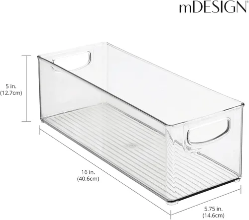 Vista 4 de mDesign Organizador de plástico para juguetes, cesta de almacenamiento con asas para armario, armario, armario y estantes, capacidad para bloques