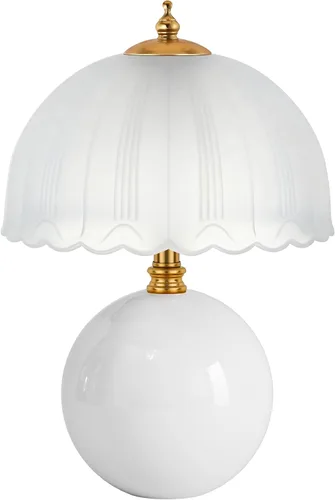 Vista 2 de PARTPHONER - Lámpara de mesa de hongo, lámpara de mesita de cerámica con pantalla de vidrio, iluminación de 3 vías (2700K-5000K) con interruptor