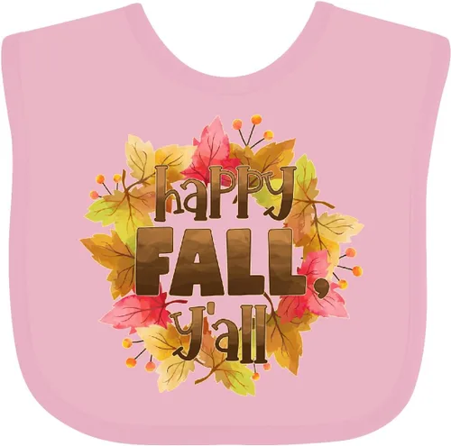 Vista 15 de inktastic Happy Fall, Y'all Fall Leaves Wreath Baby Bib