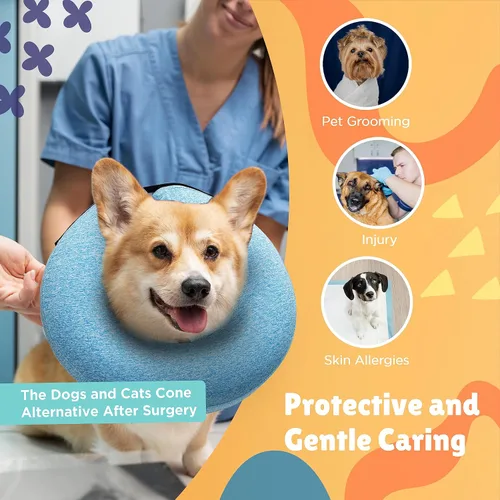 Vista 4 de Big Ant Collar inflable protector para perros y gatos, cono suave para perros después de la cirugía, collar de dona para cuello de perro, collar