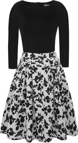 Vista 2 de oxiuly - Vestido de fiesta para mujer estilo vintage con bolsillos de parches OX165