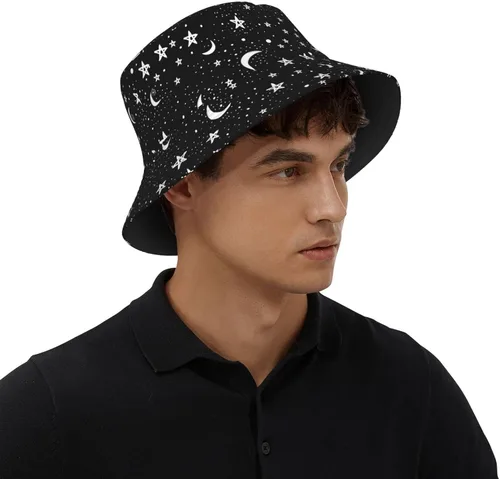 Vista 4 de Lindo sombrero de pescador con estampado de dibujos animados de gato azul claro Kawaii para adultos, mujeres, hombres, niñas y niños, unisex