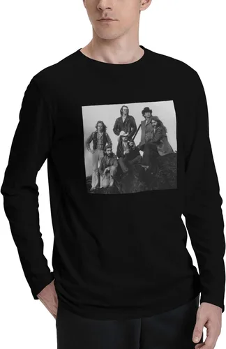 Vista 2 de Molly Music and Hatchet Men's Long Sleeve Crewneck T-Shirts Base Layer Shirt Gym Athletic Tee Black