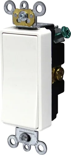 Vista 7 de Leviton 15 A, 120/277 V, Interruptor silencioso de CA Decora Plus, basculante, de polaridad única, Grado Comercial, 5691-2W, Blanco