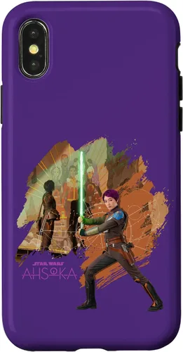 Vista 5 de iPhone 11 Star Wars Ahsoka Part Two Sabine Wren Mural y estuche de sable de luz