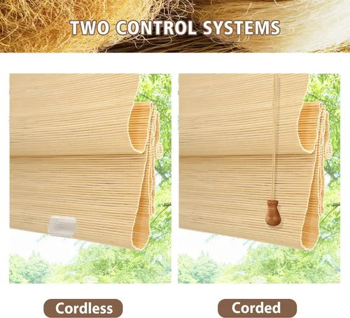 Vista 6 de Persianas romanas de bambú, persianas opacas personalizadas con forro, persianas naturales 100% bambú para ventanas, patrón 2501