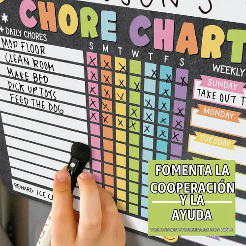 Vista 7 de Tabla magnética de tareas para niños Tabla de recompensas de borrado