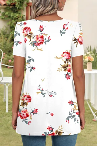 Vista 3 de Anymeet - Camisetas de verano para mujer, estilo casual, plisadas, tipo túnica M-3XL