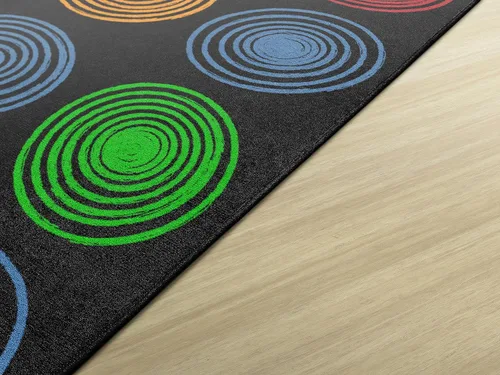 Vista 6 de Flagship Carpets Alfombra educativa abstracta de círculos para decoración de asientos de habitación de niños, aula infantil, alfombra