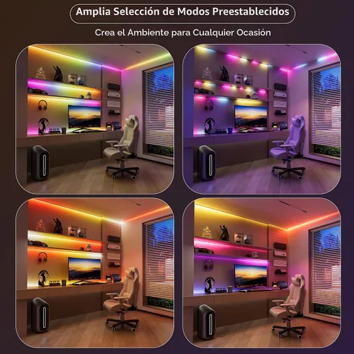 Vista 3 de MIWISE Tira de luz LED RGB Smart IC COB, luz de cinta LED flexible de 20 pies, tira RGB direccionable WS2811 con control de aplicación/modo