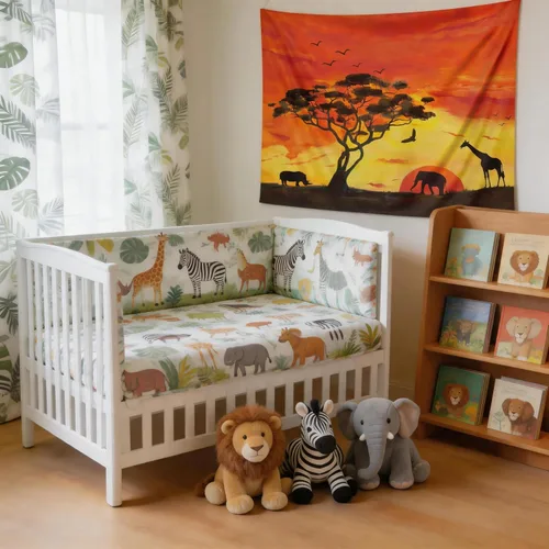 Vista 3 de BROSHAN Tapiz de animales pequeños, pintados a mano con diseño de safari africano, elefante, árbol, silueta de árbol, tapices de tela para colgar