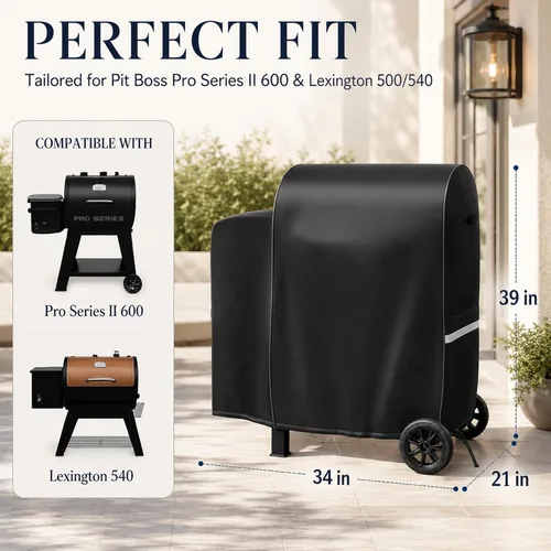Vista 2 de Funda de parrilla Grisun para Pit Boss Pro Series II 600, Lexington 500/540, 600D Funda impermeable de parrilla para parrilla de pellets de madera