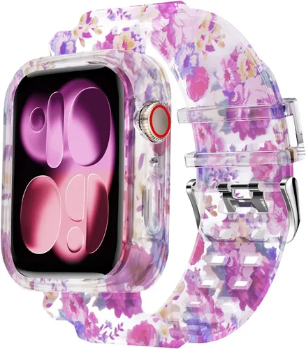 Vista 56 de DABAOZA - Correa transparente compatible con Apple Watch de 1.772 in y 1.732 in, con purpurina transparente Women Men,Glitter Bling TPU