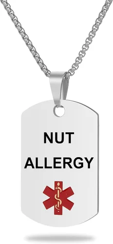 Vista 53 de Collar de alerta médica, etiqueta grabada con láser, grabado personalizado, etiqueta de identificación de acero inoxidable, colgante para hombres
