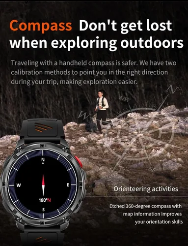 Vista 4 de Relojes inteligentes múltiples modos deportivos para hombres con linterna, reloj inteligente para Android y iPhone, pantalla táctil HD de 1.7