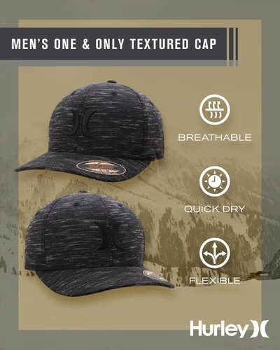 Vista 2 de Hurley Gorras para hombre - One & Only Flexfit Textures Cap - Sombreros ajustados para hombre, S-XL