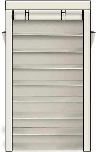 Vista 4 de Zapatero de 10 capas de tela no tejida con cubierta a prueba de polvo, armario organizador de zapatos (34 x 11 1/8 x 60 7/8)" / (86 x 28 x 158) cm