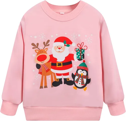 Vista 36 de Sudaderas para niñas pequeñas, cuello redondo, sin botones, de manga larga, para invierno, casual, ropa 2T-7T, Dinosaurio