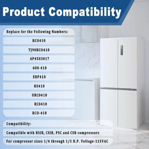 Vista 3 de RCO410 Kit de arranque duro 3 en 1, kit de condensador de arranque duro de compresor de 115 V para refrigeradores y congeladores, dispositivo