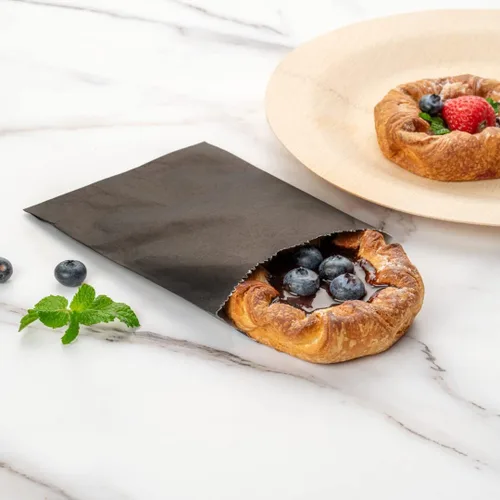 Vista 10 de Restaurantware Bag Tek - Bolsas de sándwich de 7 x 5 pulgadas, 100 bolsas de panadería a prueba de grasa, desechables para microondas, papel negro