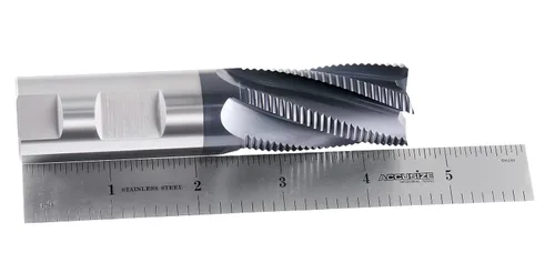 Vista 4 de Accusize Industrial Tools Diente fino M42 8% cobalto Tialn desbaste molino de extremo, 1 '' de diámetro, 1 '' diámetro del vástago, 2 '' longitud