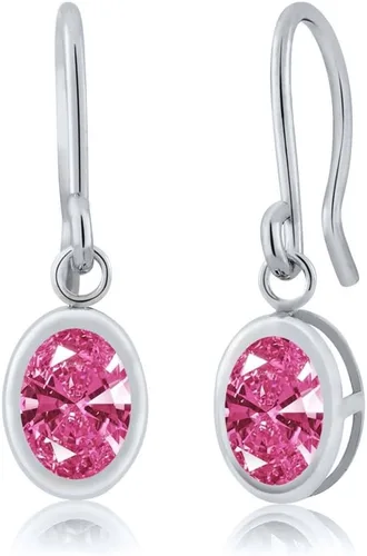 Vista 37 de Gem Stone King Aretes colgantes de plata de ley 925 de 0.276 x 0.197 in con piedra natal ovalada de alambre francés para mujer