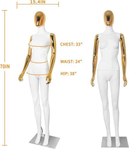 Vista 3 de Maniquí femenino de cuerpo completo, modelo de vestido de costura de torso maniquí, soporte de maniquíes desmontables de plástico ajustable de 70