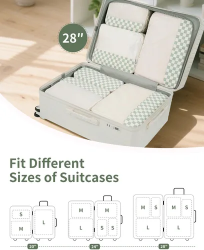 Vista 2 de Narwey Juego de 7 cubos de equipaje para viaje, equipaje de mano, bolsas organizadoras de equipaje para niños, mujeres y hombres, bolsa organizadora