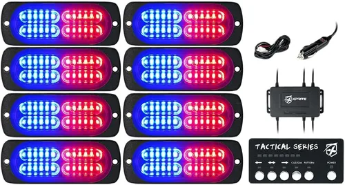 Vista 15 de Xprite Kit de 24 luces estroboscópicas LED ámbar de montaje en superficie con panel de control, conjuntos de luces de advertencia de emergencia