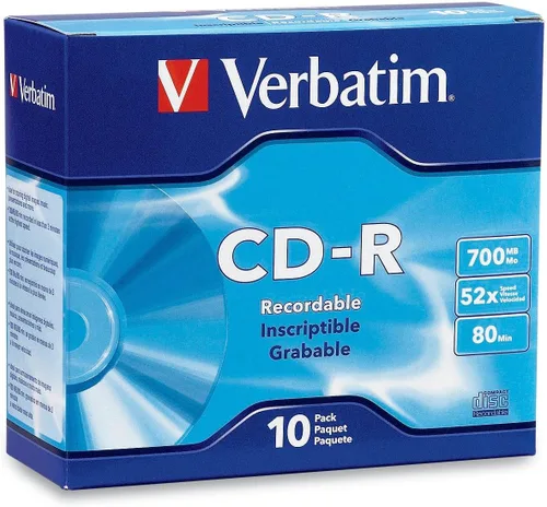Vista 5 de Verbatim - Discos CD-R en blanco de 700 MB, 80 minutos, 52X, grabables para datos y música - Paquete de 10, azul