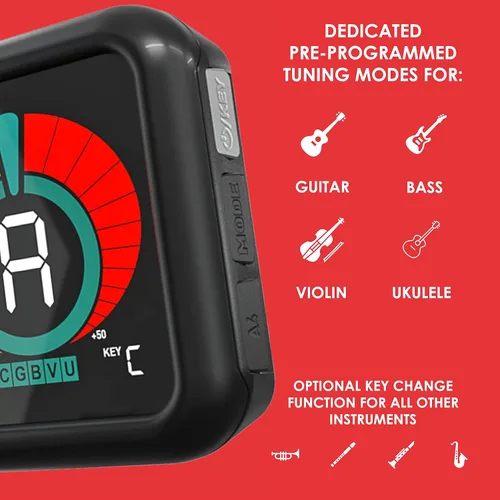 Vista 2 de KLIQ UberTuner - Afinador de guitarra con clip, color negro (paquete de 2)
