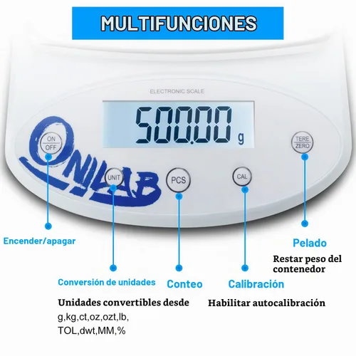 Vista 3 de ONiLAB Balanza analítica de laboratorio, 5000 x 0.00 oz (11 x 0.00002 libras) 0.00 oz de alta precisión báscula electrónica LCD pantalla científica