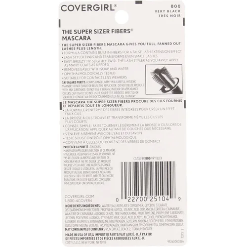 Vista 2 de COVERGIRL The Super Sizer - Máscara de fibras muy negra, 1 unidad