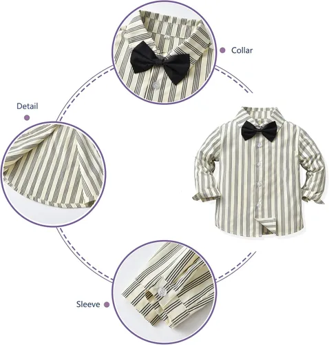 Vista 4 de JasberBaby Trajes de Navidad para niños trajes de caballeros pequeños camisas de vestir formales para niños pantalones y corbatas y chalecos