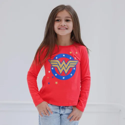 Vista 2 de DC Comics Liga de la Justicia Batman Superman Wonder Woman - Paquete de 3 camisetas de manga larga para niños pequeños y grandes