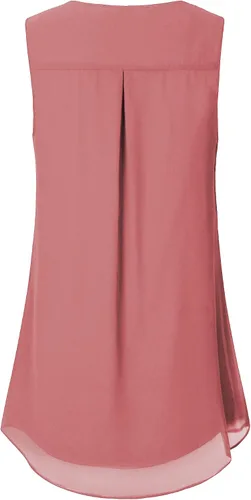 Vista 88 de Timeson - Camiseta de gasa sin mangas, blusa tipo túnica informal de doble capa para mujer